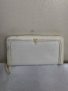 Guess White Zip-Around Leather Wallet